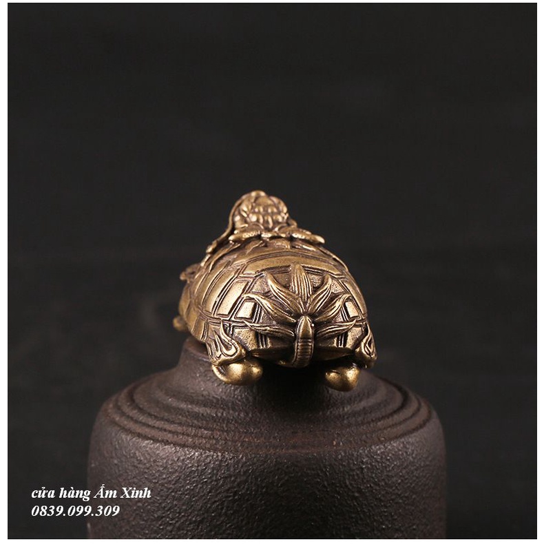 Tượng Long Quy bằng đồng làm phụ kiện tiểu cảnh, phụ kiện bàn trà, trang trí bonsai, trang trí bàn làm việc