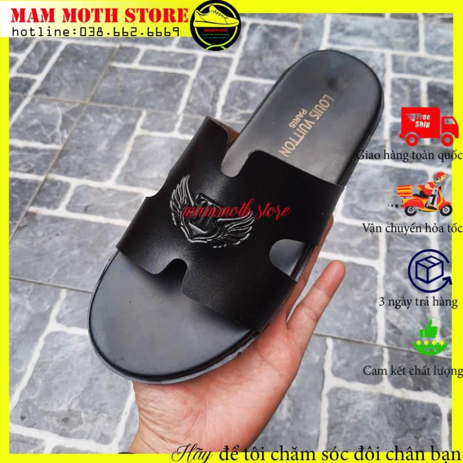 Dép hm, dép quai ngang nam  HM đen nam hang qc full bill box shop MAMMOTH