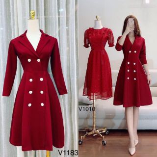 Váy đỏ cổ vest 0.2