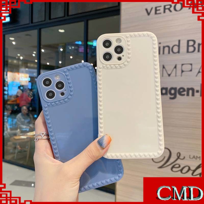 Ốp điện thoại khung vuông trái tim thích hợp cho Iphone 6plus 6s 6splus 7 7plus 8 8plus X Xr Xs 11 12 13pro Max Promax/-020