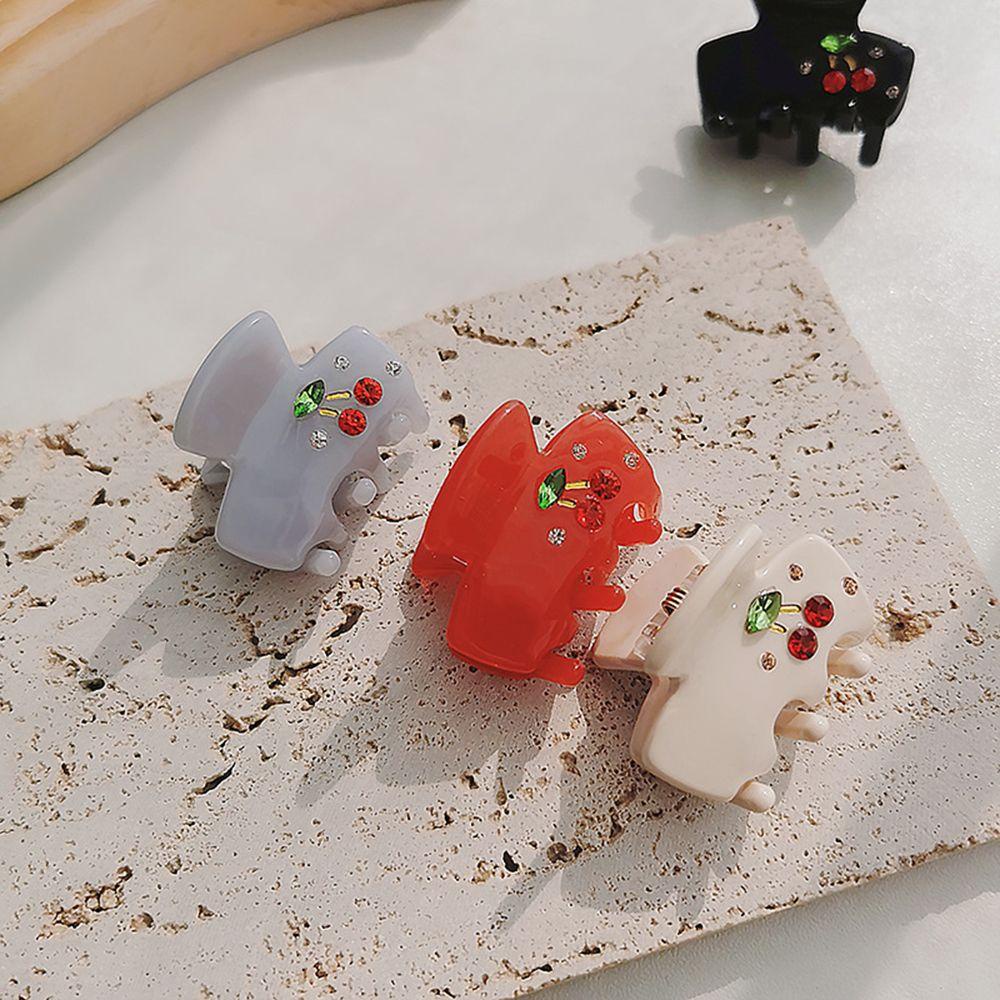 Kẹp Tóc Hình Quả Cherry Lãng Mạn|Kẹp Tóc Acrylic Màu Trơn Thời Trang Cho Nữ