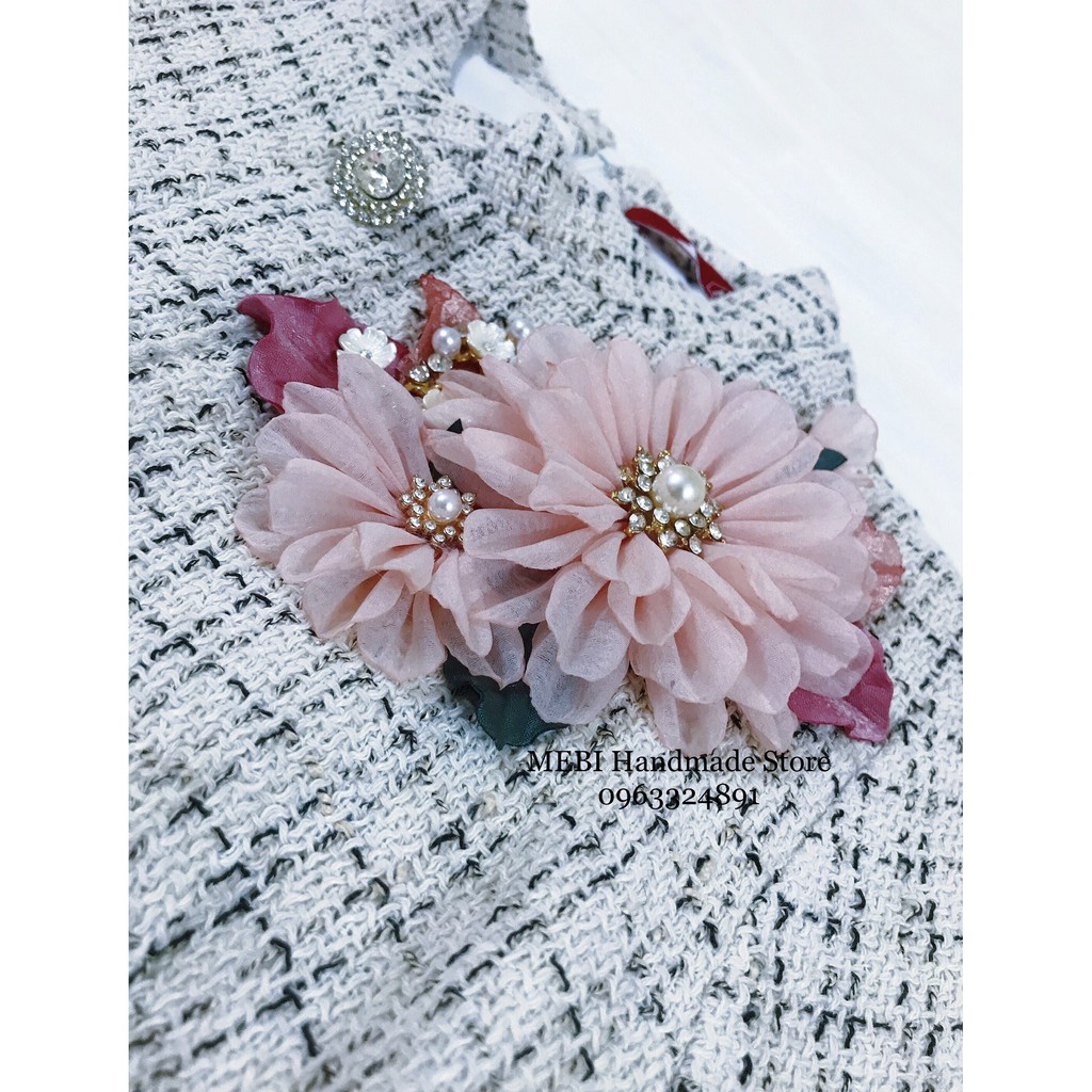(ảnh thật 100%) Hoa cài áo handmade hoa thược dược mix 2 nụ siêu sang (full box)