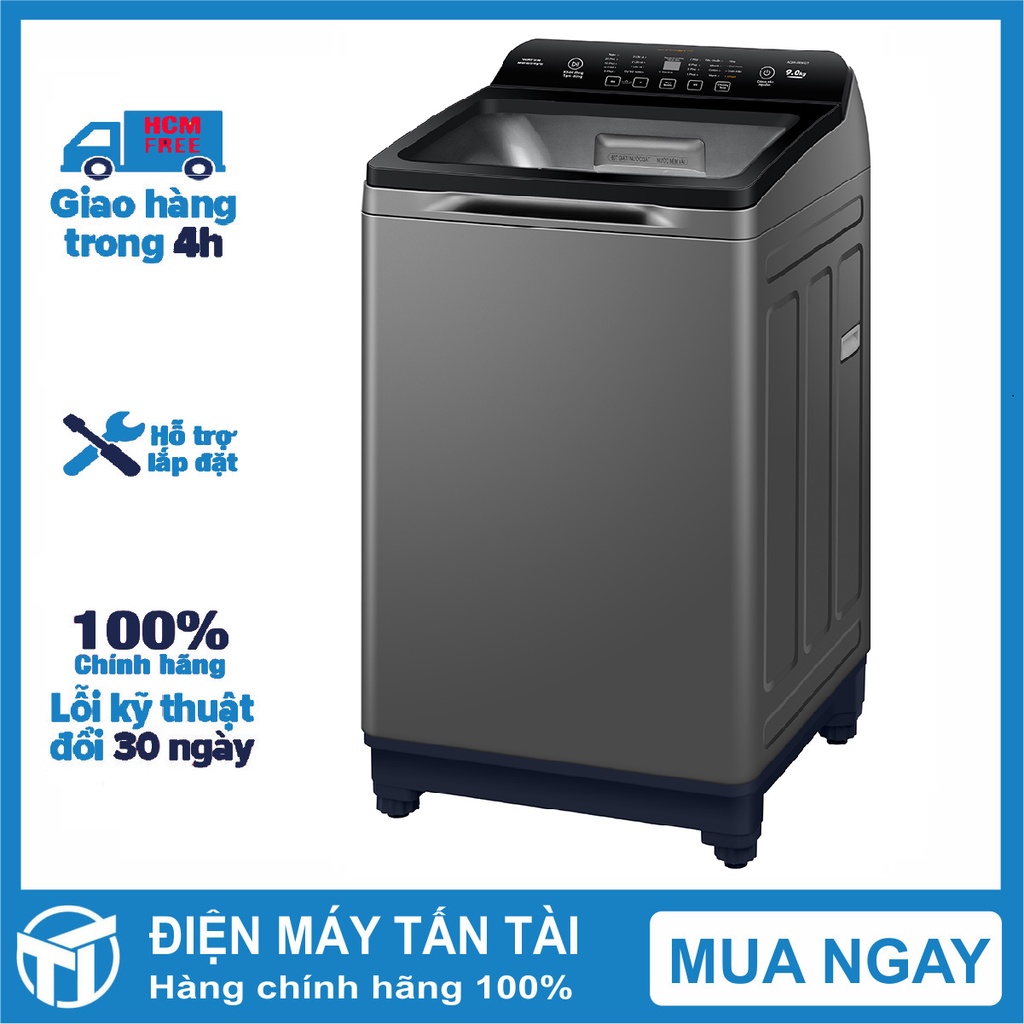 Máy giặt Aqua 9 kg AQW-FR90GT(S) Chế độ giặt nhanh, Kháng khuẩn - Khử mùi 99.90%,Vệ sinh lồng giặt