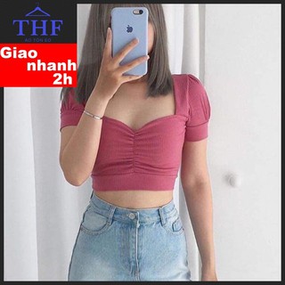 Áo croptop khoét nhún ngực