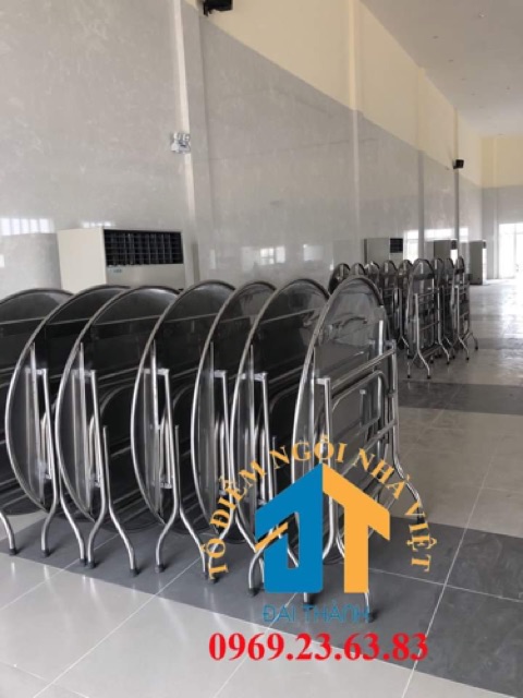 Bộ bàn ăn inox 1m2 kèm 10 ghế inox chân cao | BigBuy360 - bigbuy360.vn