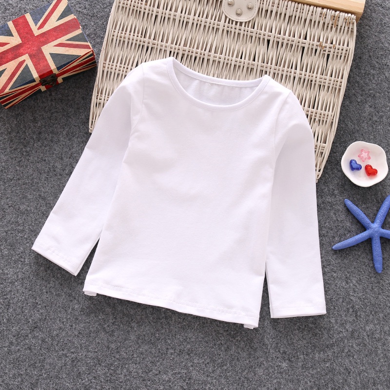 Áo Thun Tay Dài Cổ Bèo Màu Sắc Trơn Dành Cho Bé Gái