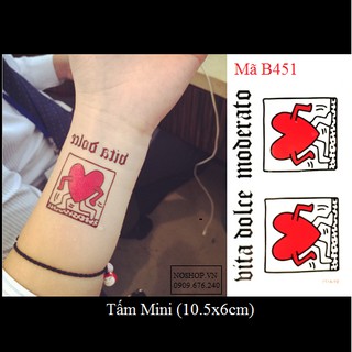 Xăm dán Tattoo trái tim B451