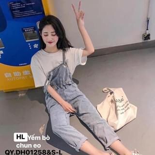 Quần bò yếm rút eo - DH