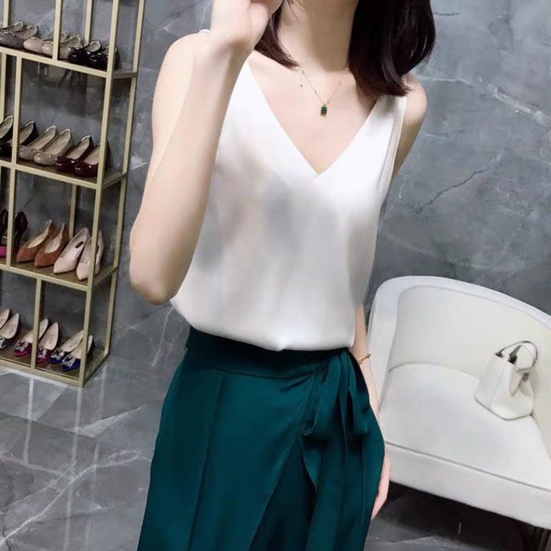 Áo MMIOT lụa satin cổ chữ V thời trang cho nữ plus size