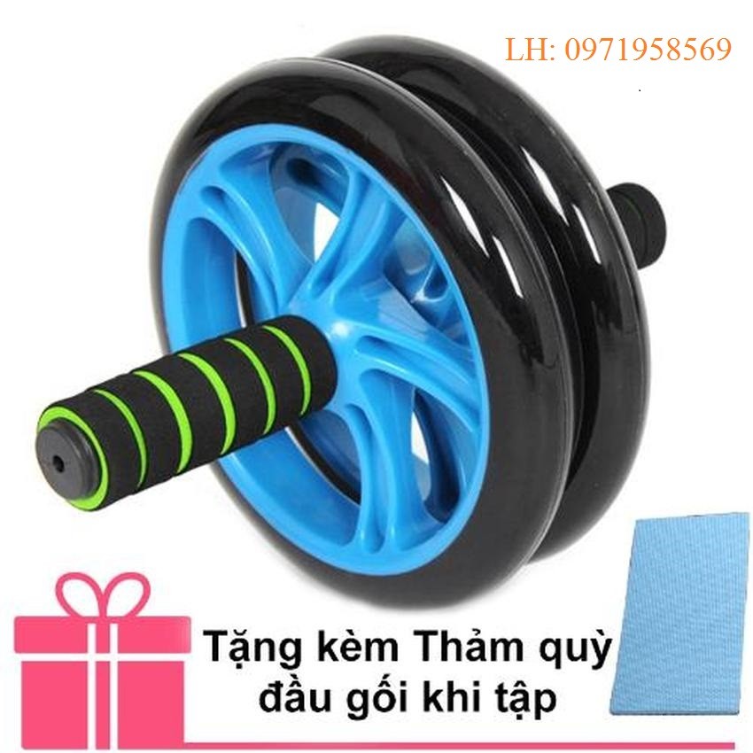 Con lăn tập bụng 2 bánh, dụng cụ tập gym thể dục thể thao tặng kèm thảm