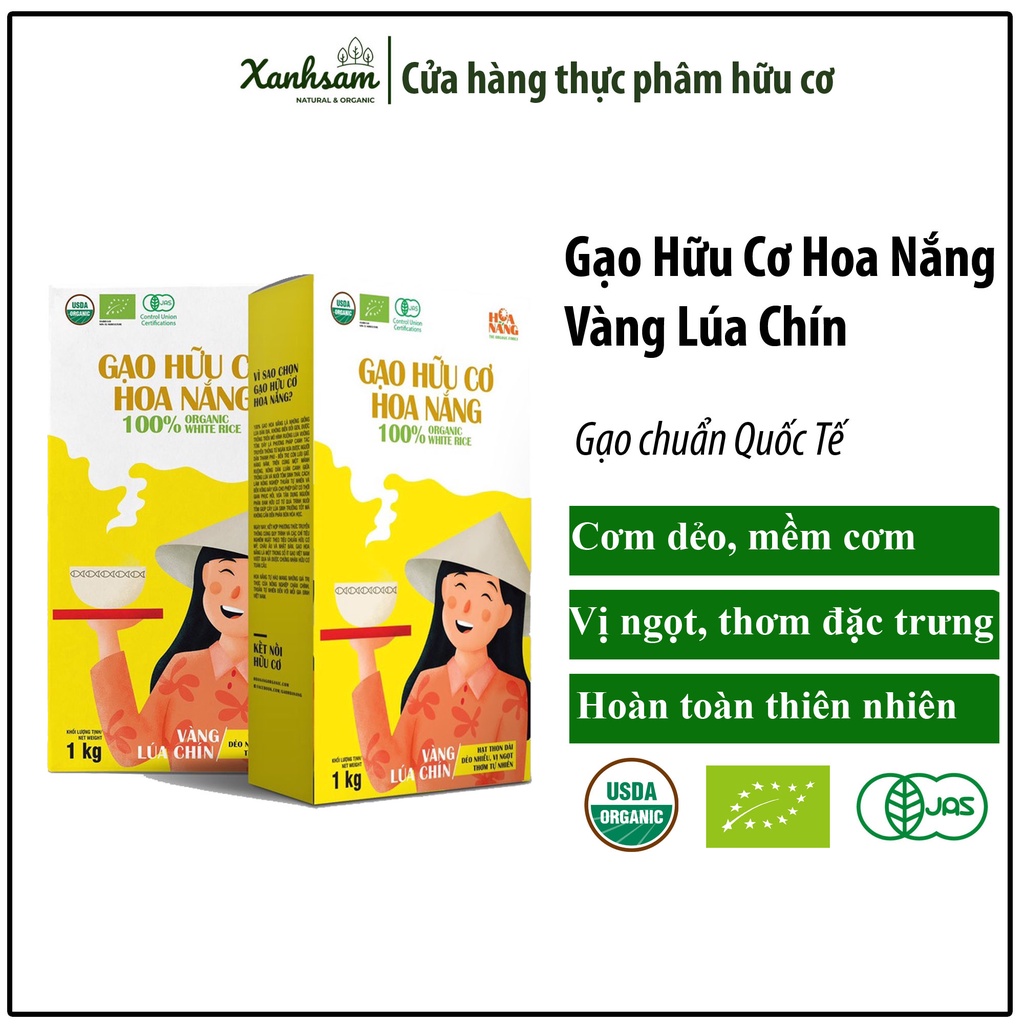 Gạo Hữu Cơ Hoa Nắng Vàng Lúa Chín 2kg - XanhSam Organic
