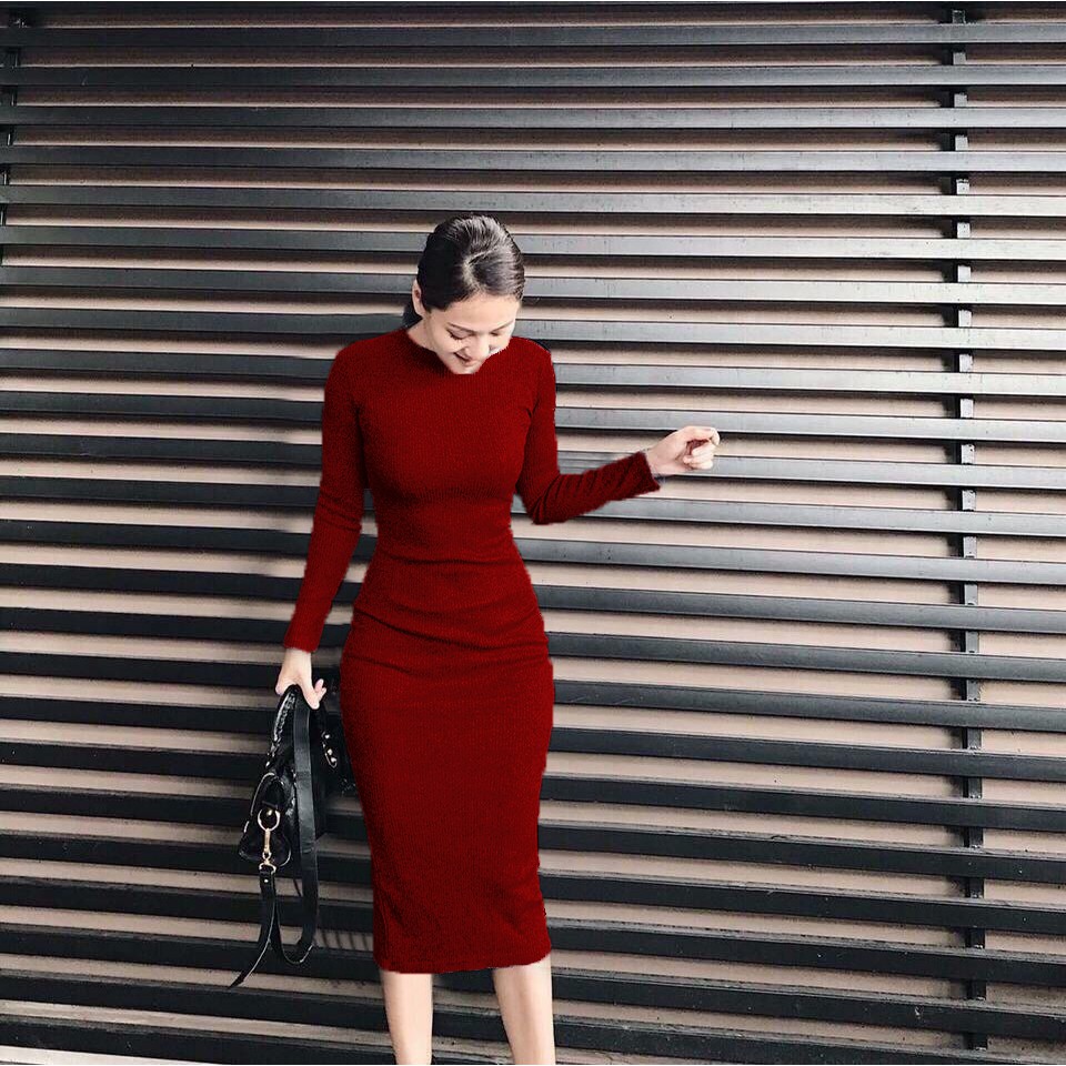 Đầm Body Tay Dài Thun Gân | BigBuy360 - bigbuy360.vn