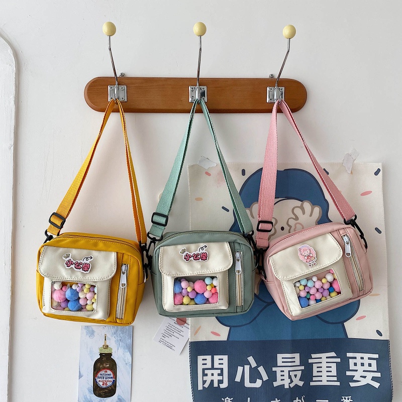 Túi Đeo Chéo Vai Hình Vuông Bằng Nylon Họa Tiết Hoạt Hình Có Thể Điều Chỉnh Kích Thước Cho Nữ