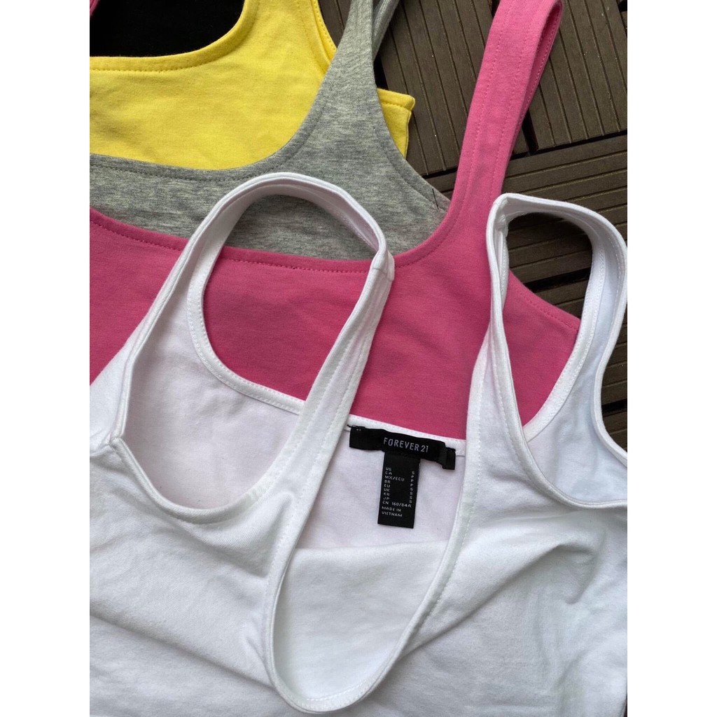 Quần F21 High-Rise Biker Shorts - Áo F21 Cotton-Blend Cropped Tank Top