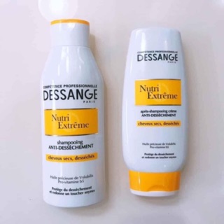 Cặp Dầu gội xả Dessange Nutri Extrême Pháp- màu vàng cho tóc hư tổn