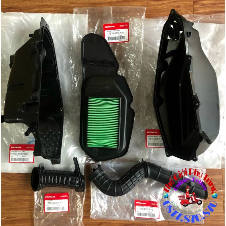 Bộ pô e Vario - Click 150  zin mới - 17210-K59-A70/ 17245-K59-A70/ 17253-K59-A70/ 17215-K59-A70/ 17225-KWN-98