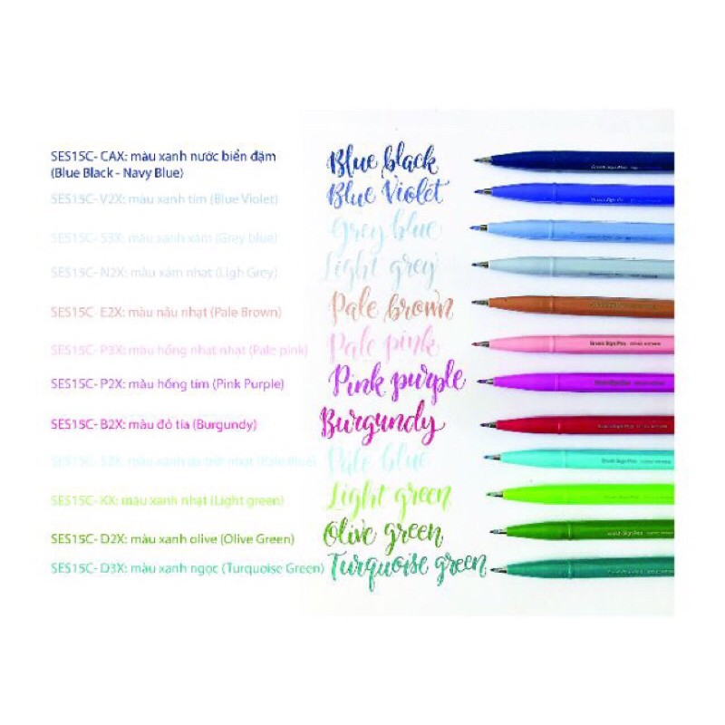 Bút viết thư pháp Pentel FUDE TOUCH BRUSH SINGPEN nhiều màu