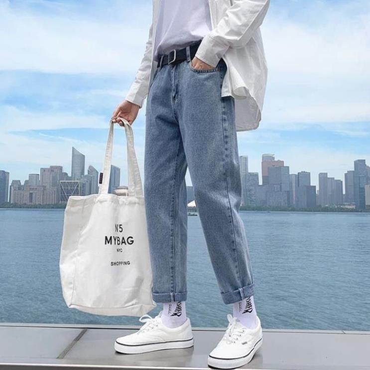 Quần jean nam baggy basic LB , ống suông màu xanh sáng nhiều size, (big size, 27-36) BGSH9 ❗ "