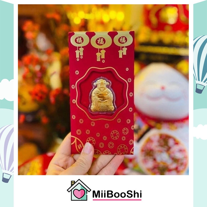 Lì xì 2022 tết đỏ thần tài may mắn mạ vàng 24K rước tài lộc SB756