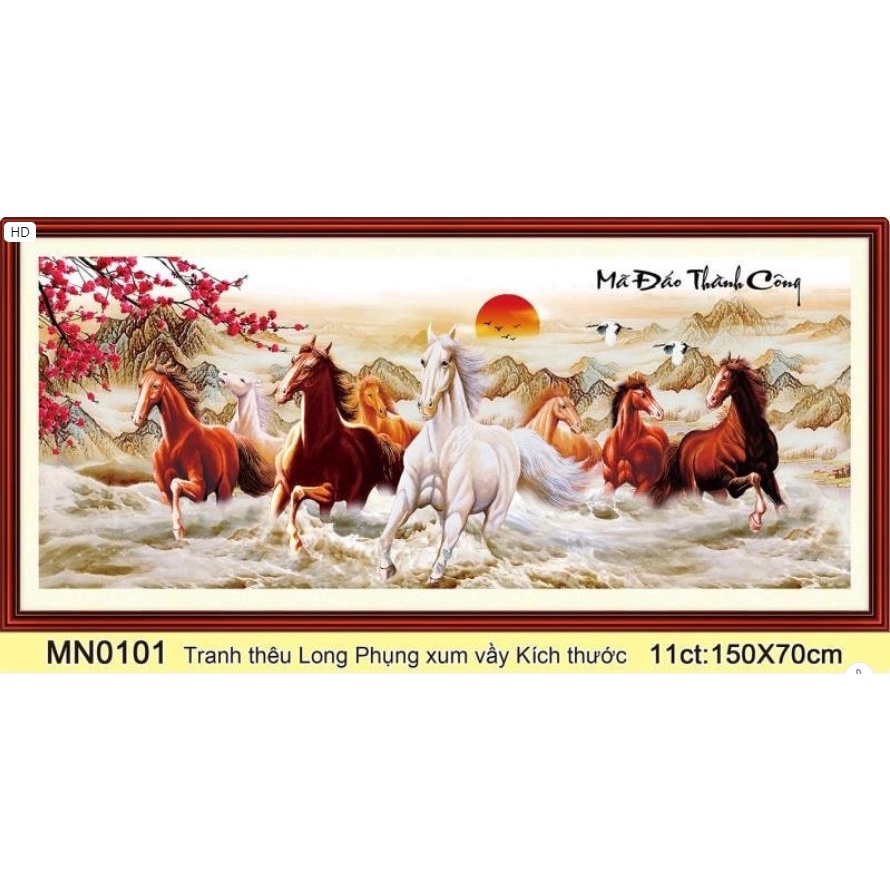 Tranh thêu kín bát mã mã đáo thành công mn0102  mn0101  -mn0264  ( tranh chưa thêu