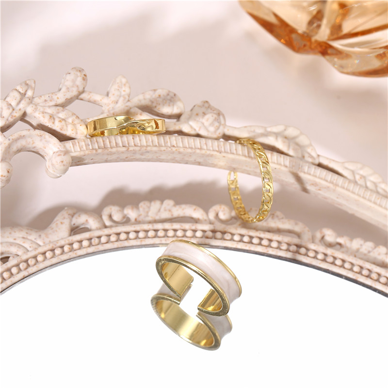 Bộ 3 Nhẫn Vàng Thiết Kế Đơn Giản Phong Cách Vintage Cho Nữ