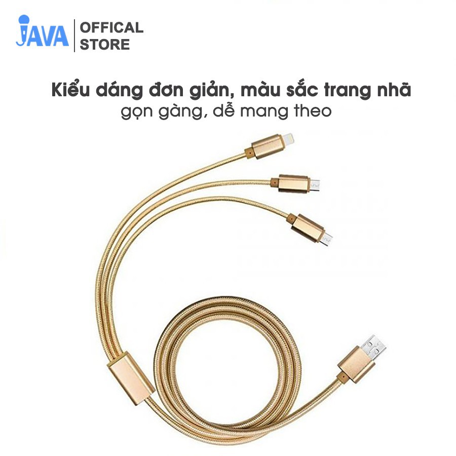 Dây cáp sạc đa năng 3 đầu bọc vải dù - Ip Lightning - Micro USB - Type C