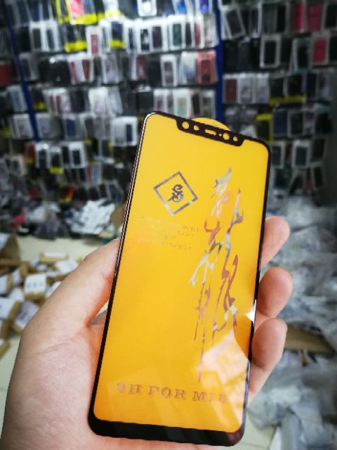 Cường lực 6D Xiaomi Mi 8 Full màn Full keo ôm viền siêu đẹp cao cấp Đen ( tặng keo mép giấy lấy bụi )