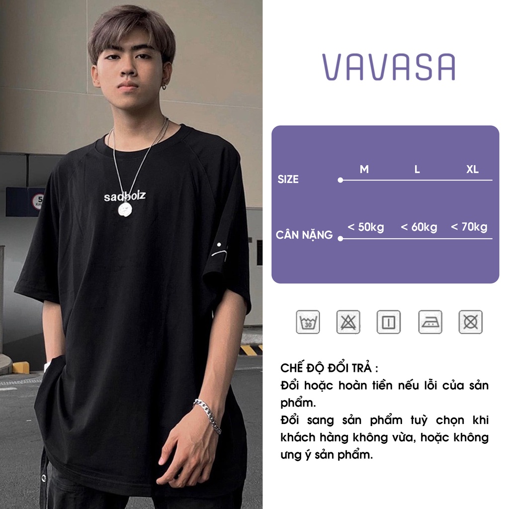Áo phông nữ áo thun nữ unisex form rộng tay ngắn in hình chữ SADBOIZ cổ tròn đẹp VAVASA AT07