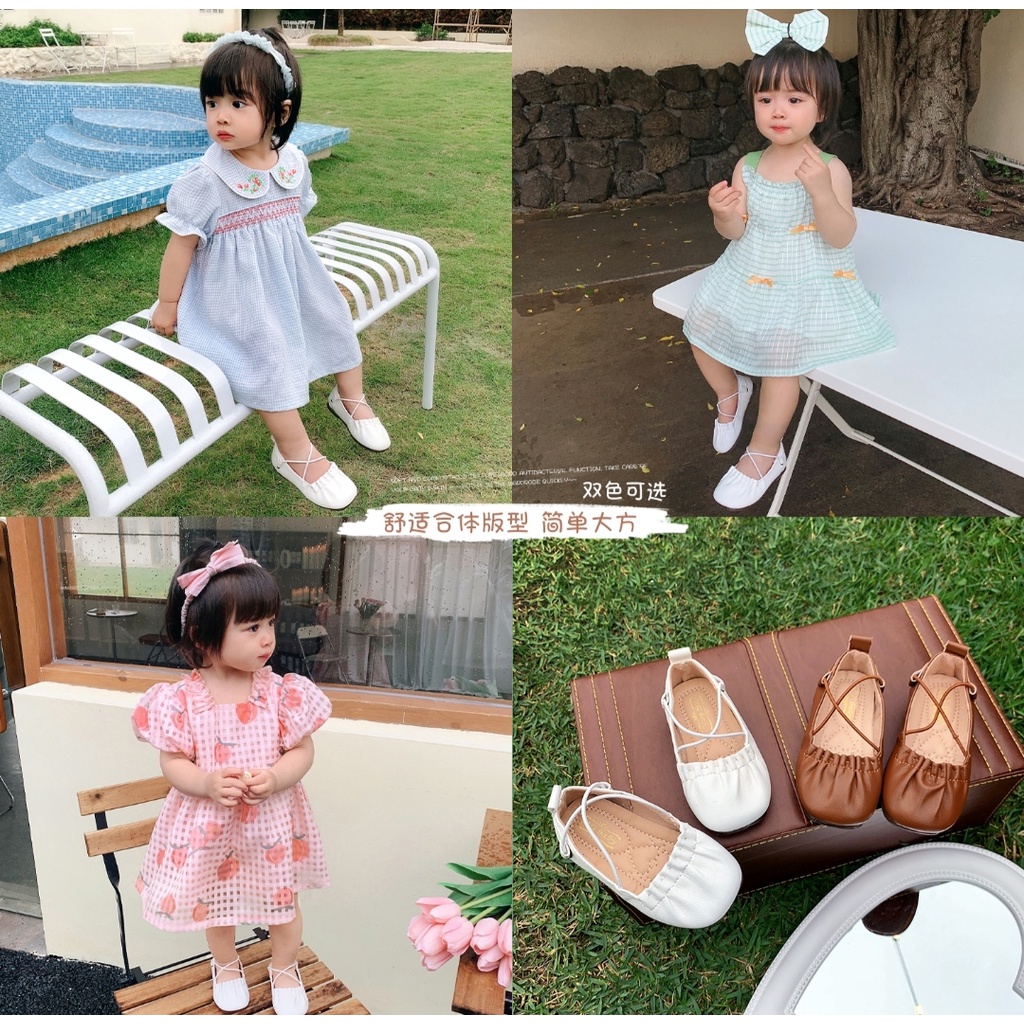 giày búp bê cho bé  giày bệt cho bé gái nhún bèo MGbaby có dây chống tuột đế êm chân  da PU mềm mùa đông he thu V369