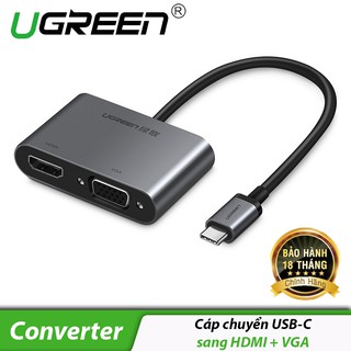 Cáp chuyển Type-C to HDMI và VGA Ugreen 50738 - Hàng Chính Hãng