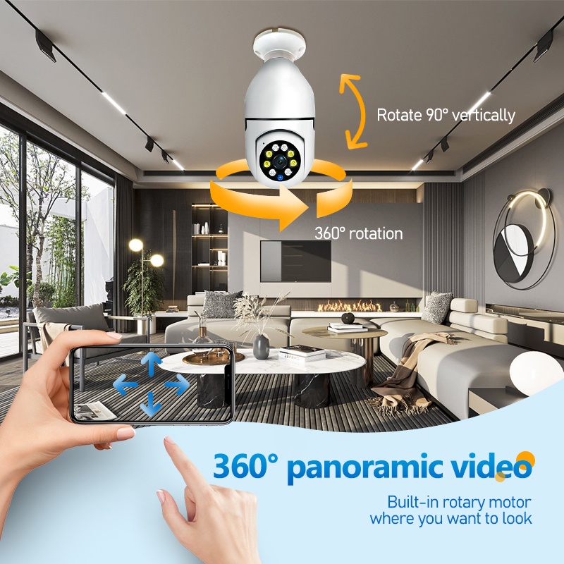 Camera An Ninh E27 cctv IP 1080HD 3MP 5G wifi ptz cctv Không Dây Xoay 360 Độ Hình Bóng Đèn | BigBuy360 - bigbuy360.vn