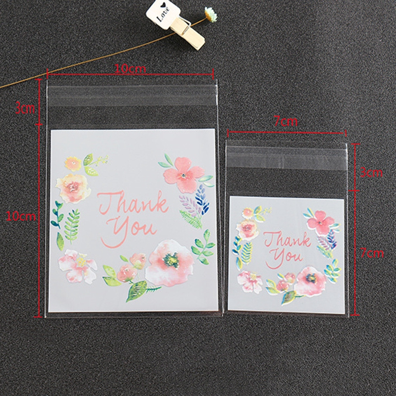Set 100 Túi Nhựa Đựng Bánh Kẹo In Chữ Thank You