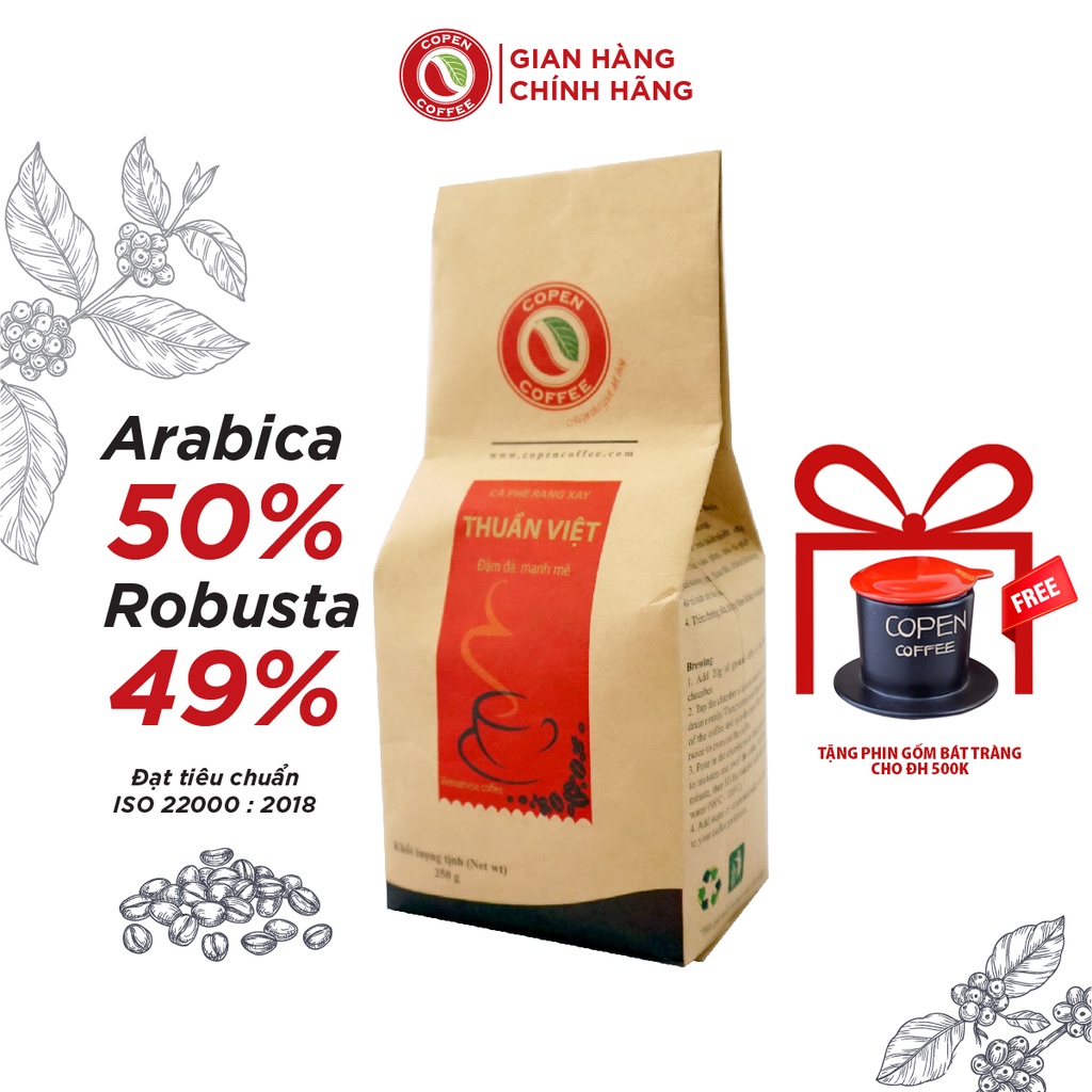 Cà Phê Rang Xay Thuần Việt Copen Coffee_ 250g đắng đậm đà