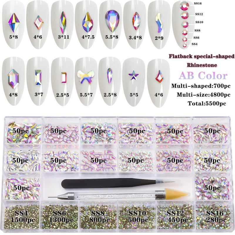 Đá Pha Lê 3D Lấp Lánh Dạng Phẳng Trang Trí Móng Tay Nghệ Thuật