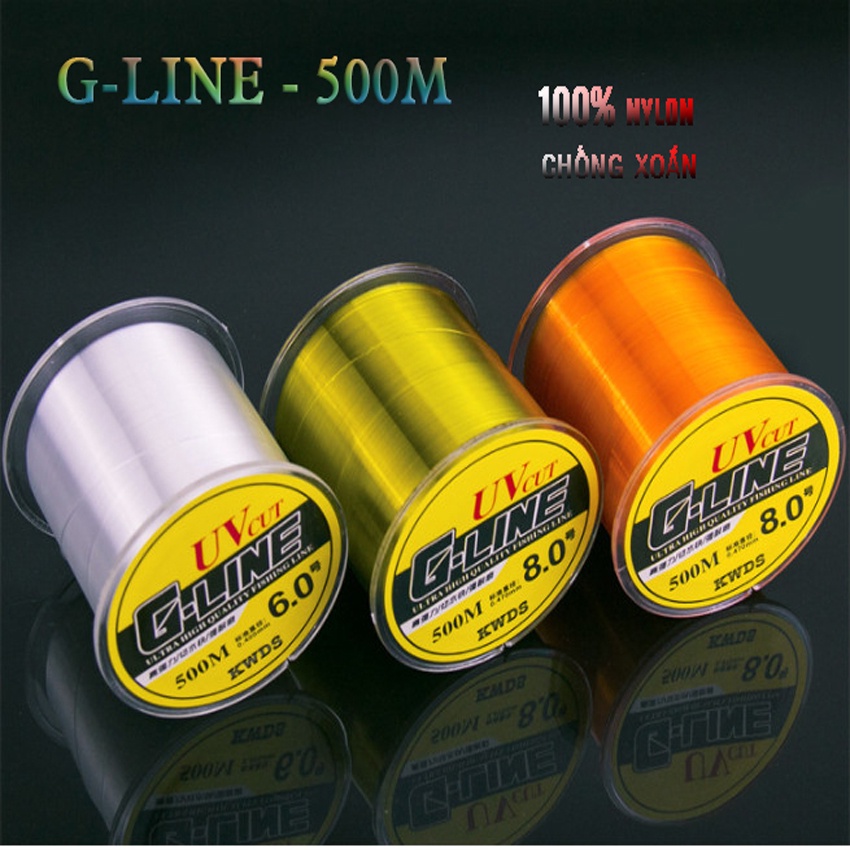 Cước Câu Cá Gline 500m Siêu Bền, Dây Câu, Nhợ Câu Cá Tàng , Chống Xoắn. Cước Có 3 Màu Xanh, Nâu, Trắng Dài Đủ 500m