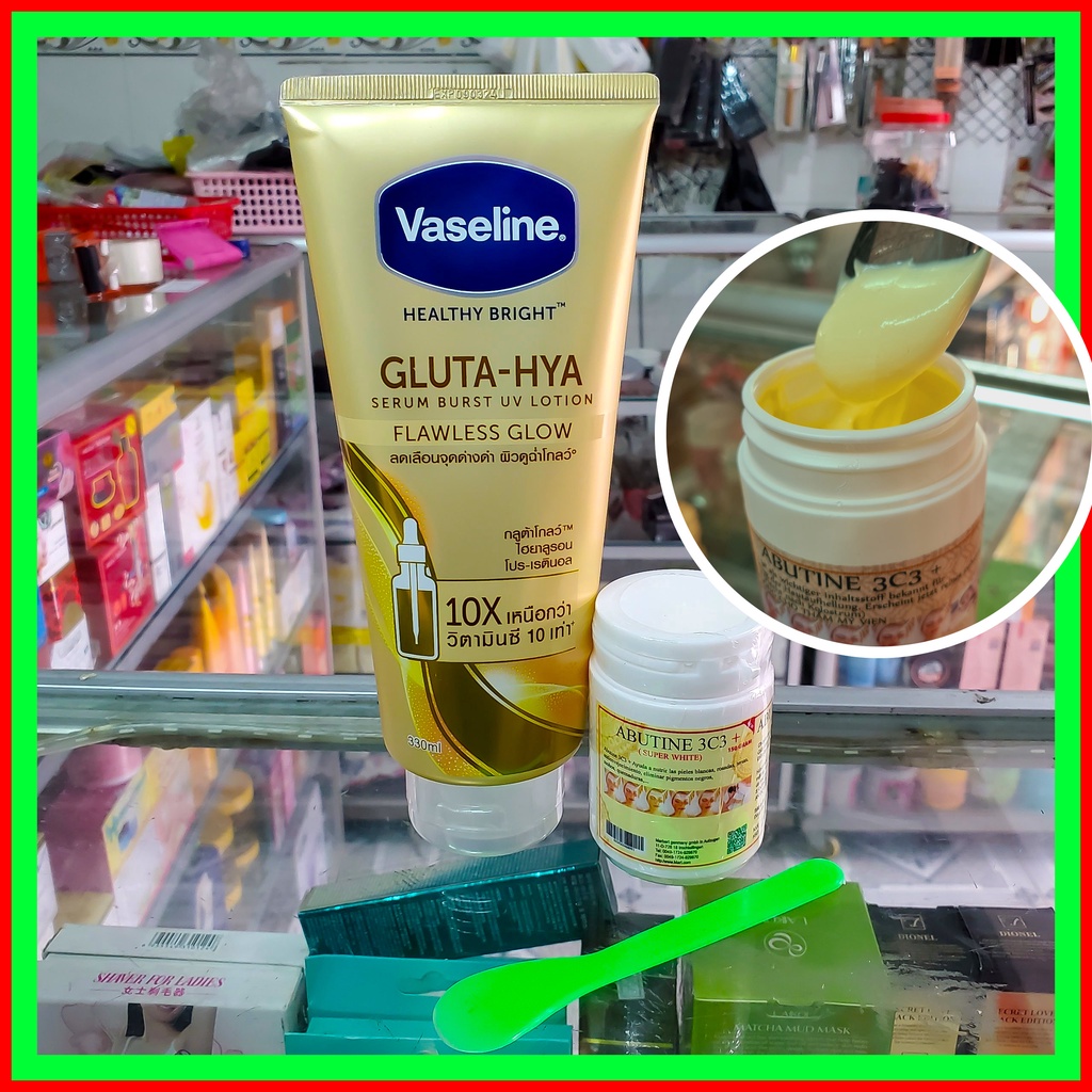 Combo trộn Siêu trắng Vaseline 10x + Kích trắng 3c3 Abutine 150gr