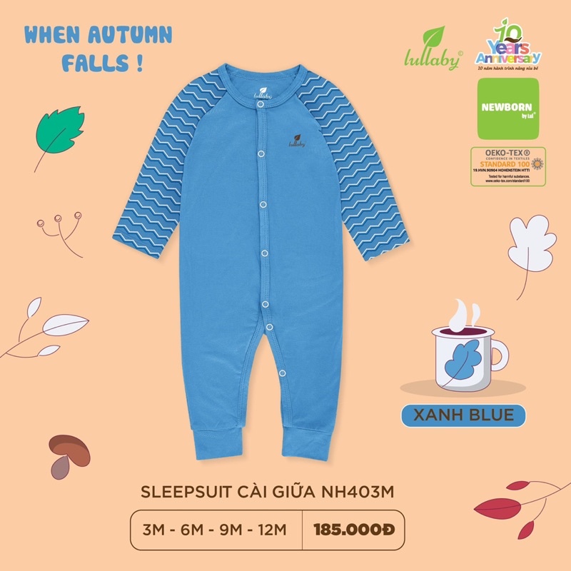 LULLABY - Body không tất Lullaby vải cotton/bamboo cho bé trai/bé gái từ sơ sinh đến 1 tuổi