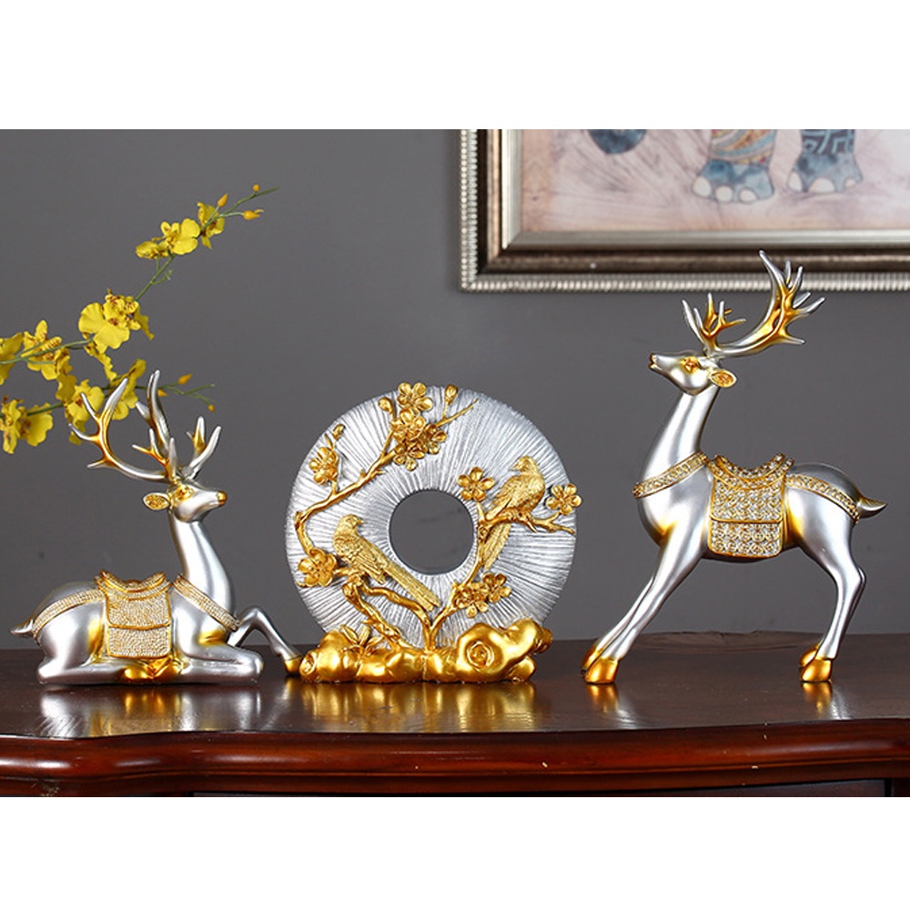 Cặp Hươu nai decor KHALIK Trang trí phòng khách sang trọng mang phong cách châu Âu