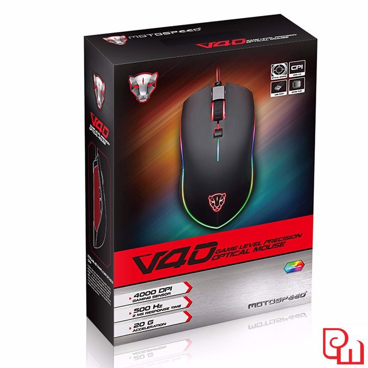 Chuột chuyên game motospeed V40 4000 dpi đèn led