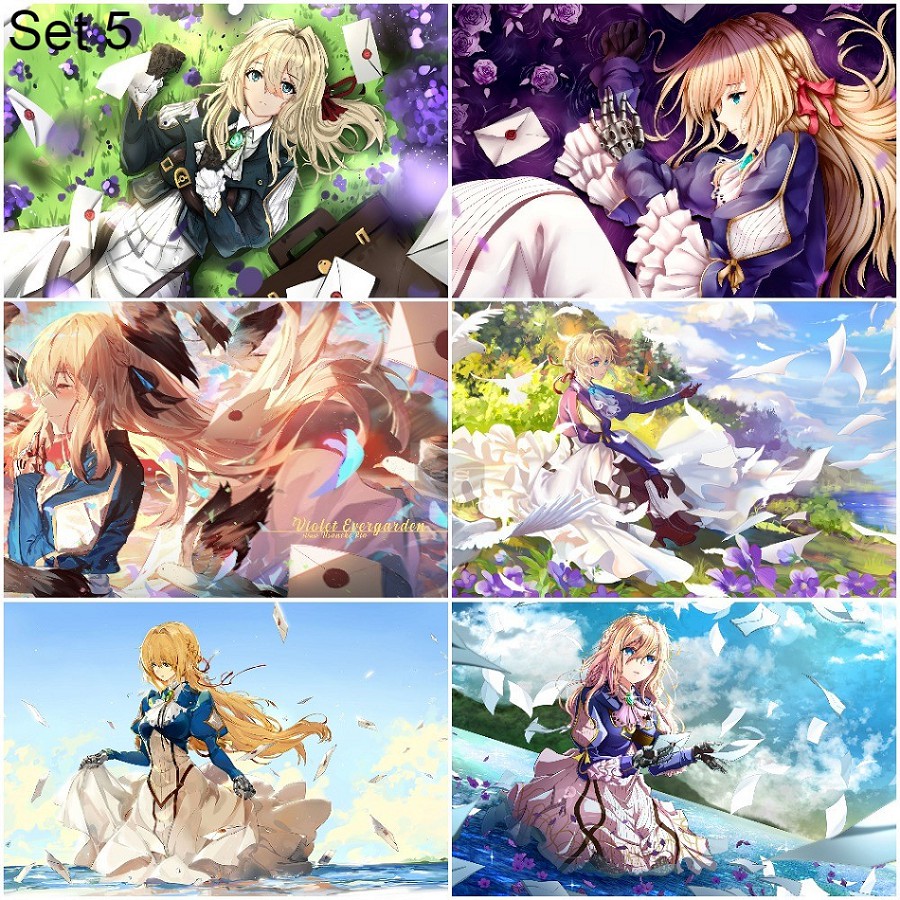 Bộ 6 Áp phích - Poster Anime Violet Evergarden - Búp Bê Ký Ức (bóc dán) - A3,A4,A5