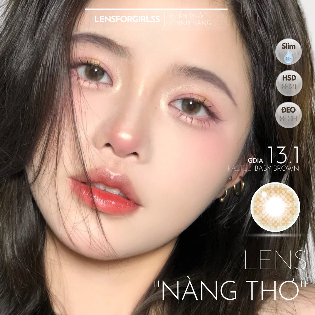 Kính áp tròng màu pastel PASTELI BABY BROWN chính hãng ISHA KOREA | Hsd 8-12 tháng | Lens cận