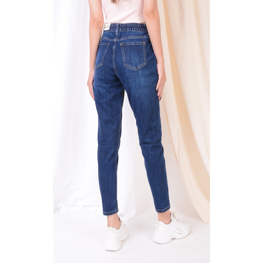 Quần jean nữ ống rộng baggy đẹp lưng cao cạp chun cúc trơn hàng hiệu cao cấp mã 466 VANIZEN