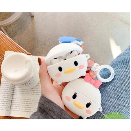 Case Airpod 1 2- Vỏ bao bọc Heo piglet và Vịt Nơ hồng Cover đựng tai nghe không dây Airpods tặng kèm móc treo