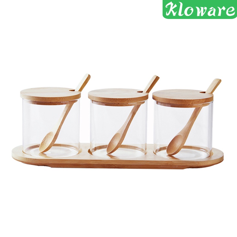 Hộp Đựng Gia Vị Bằng Thủy Tinh Có Nắp Đậy Và Muỗng Cho Nhà Bếp