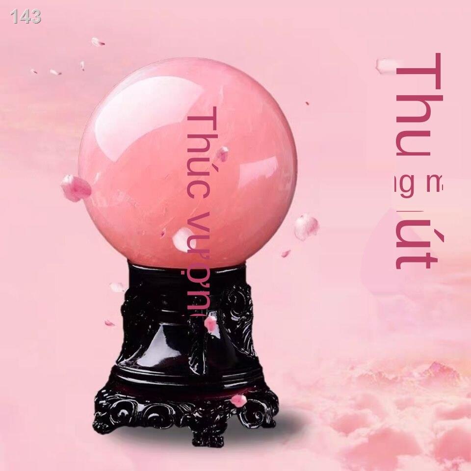 【bán chạy】Đồ trang trí quả cầu pha lê màu hồng tự nhiêny mắn nhà phố phong thủy hoa râm bụt duyên dáng đào vượng tình