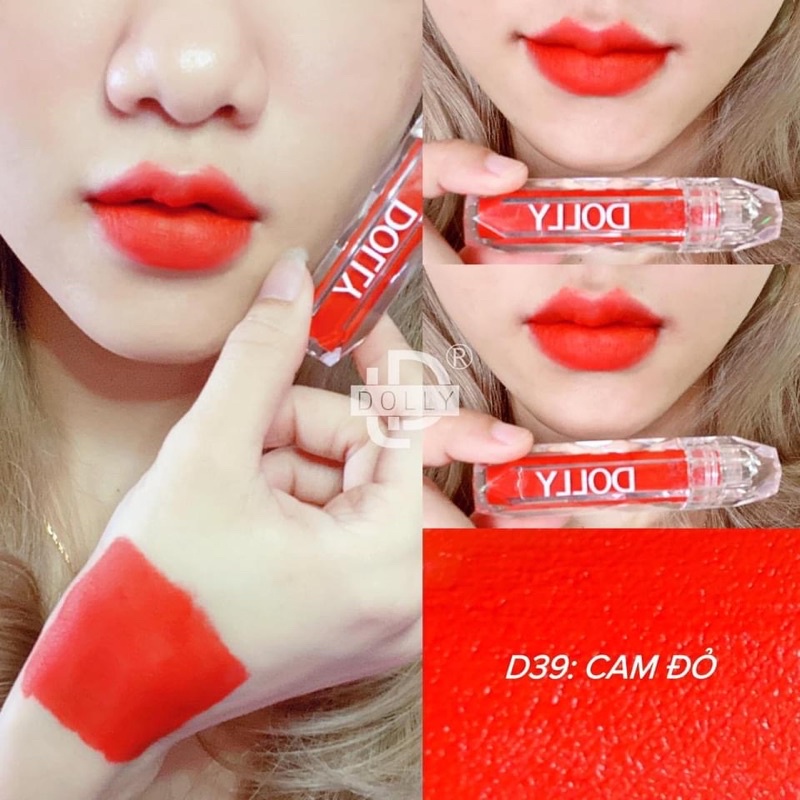 NEW Trend [ mã 02 Cam Đỏ - Đỏ Cam ] Son Kem Lì Dolly Super Matte Không Chì Màu cam đỏ