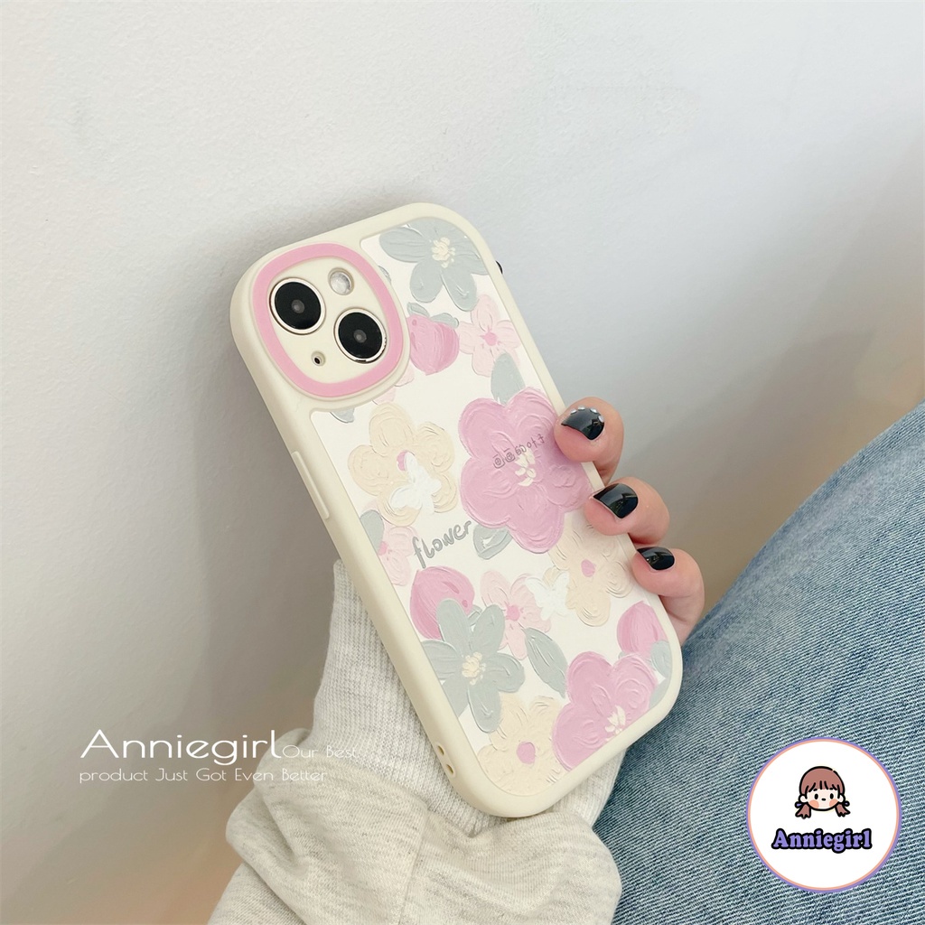 Ốp Điện Thoại TPU Mềm Siêu Mỏng Chống Sốc Vẽ Hình Hoa Sơn Dầu Màu Hồng Cổ Điển Cho IPhone 13 12 11 Pro Max X XR 8 7 Plus