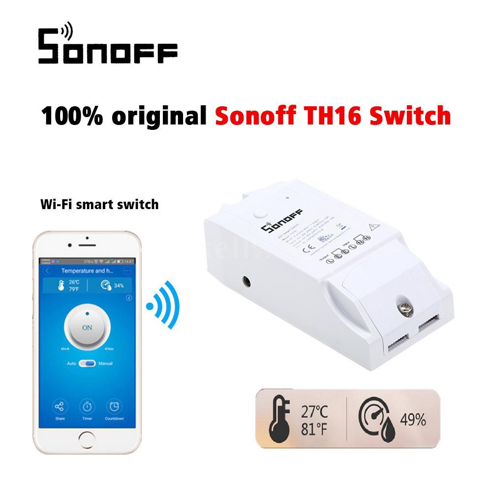 SONOFF TH16 16A/3500W Smart Wifi Switch Monitoring Temperature Humidity Wireless Home Automation Kit Works With Amazon A