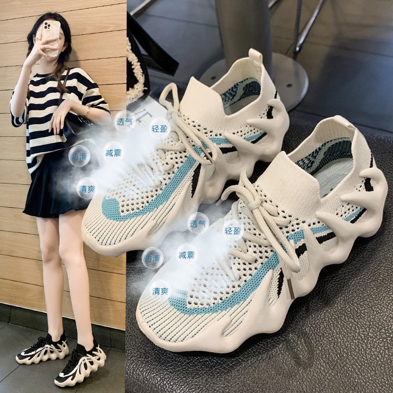 Giày Thể Thao Vải Dệt Kim Đế Mềm Thoáng Khí Phong Cách Mùa Xuân 2022