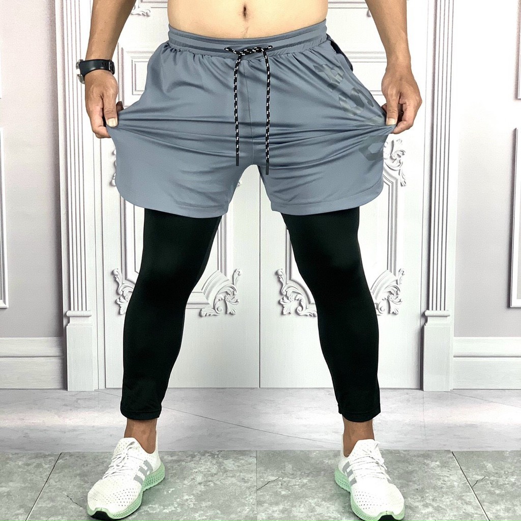 Quần tập gym nam 2 lớp dài STTK04 quần thể thao nam chạy bộ cao cấp vải mát | BigBuy360 - bigbuy360.vn